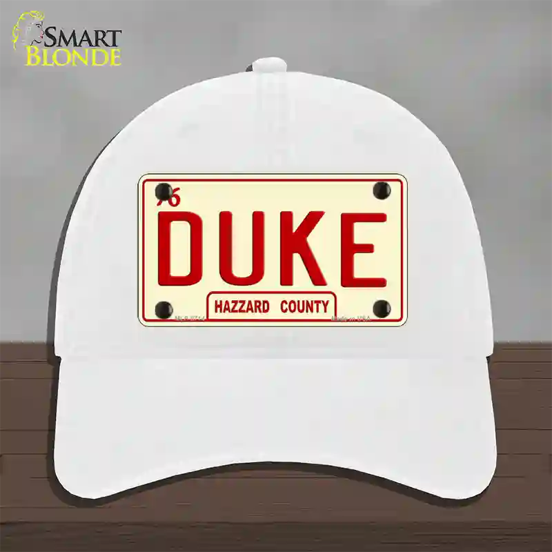 Duke Novelty License Plate Hat Unconstructed Cotton / White