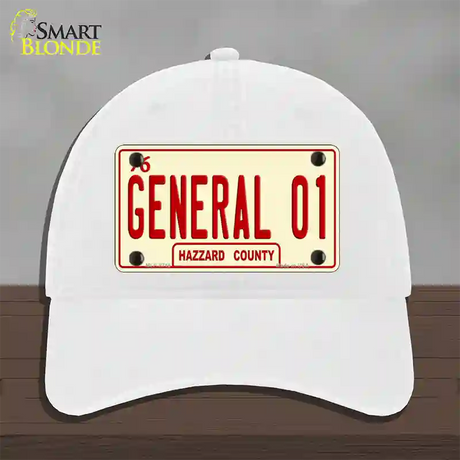 General 01 Novelty License Plate Hat Unconstructed Cotton / White