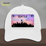 Seattle Silhouette Novelty License Plate Hat Unconstructed Cotton / White