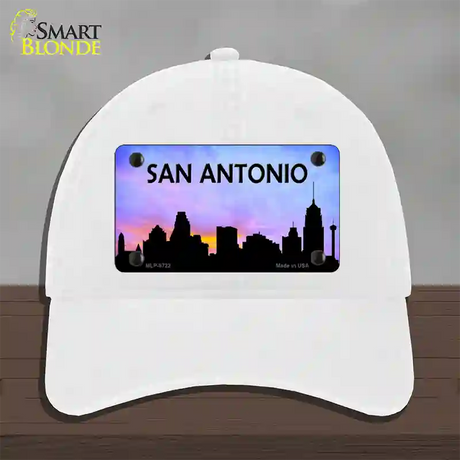 San Antonio Silhouette Novelty License Plate Hat Unconstructed Cotton / White