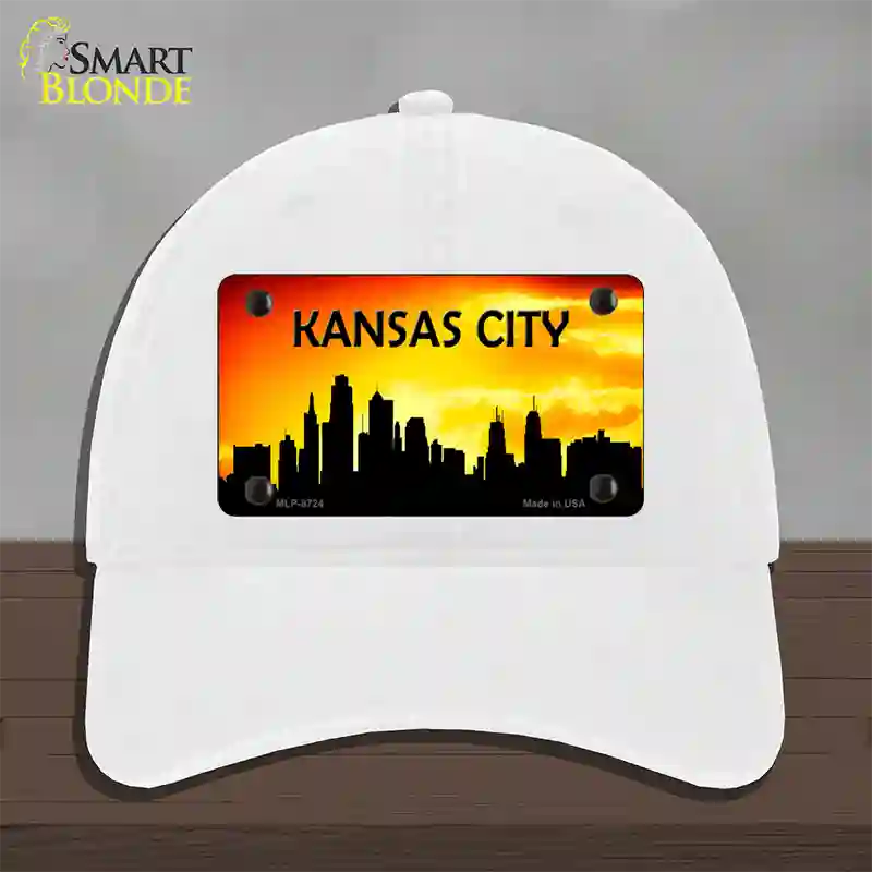 Kansas City Silhouette Novelty License Plate Hat Unconstructed Cotton / White