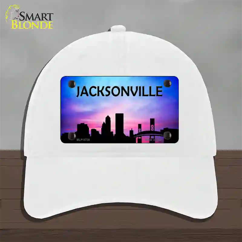 Jacksonville Silhouette Novelty License Plate Hat Unconstructed Cotton / White