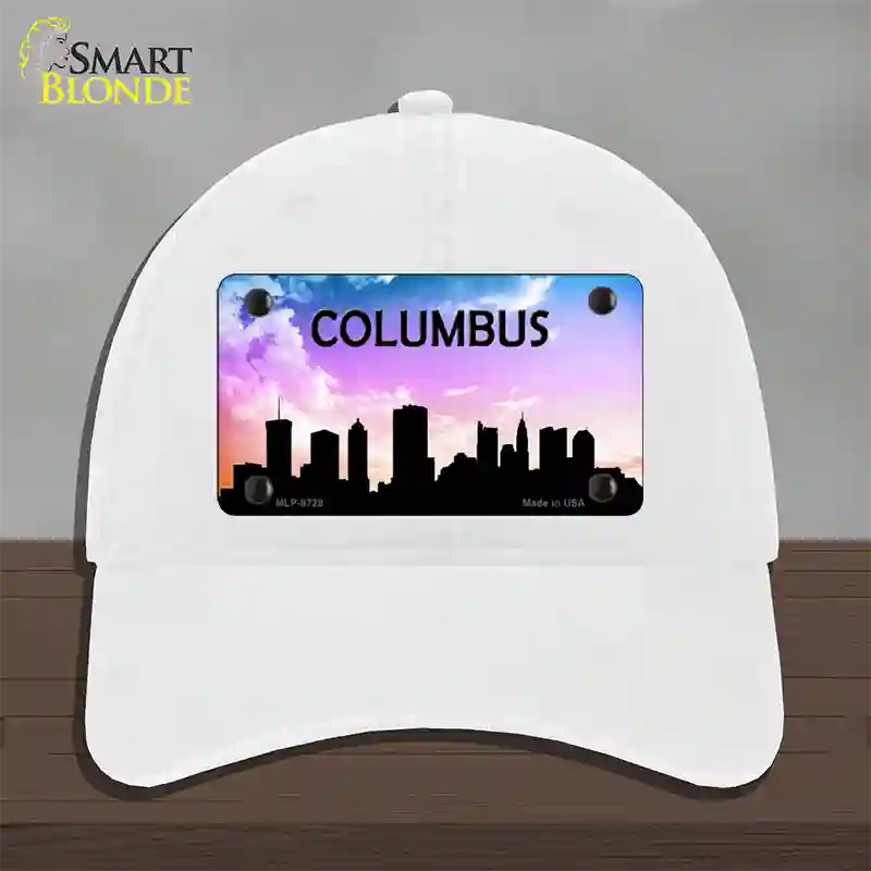 Columbus Silhouette Novelty License Plate Hat Unconstructed Cotton / White