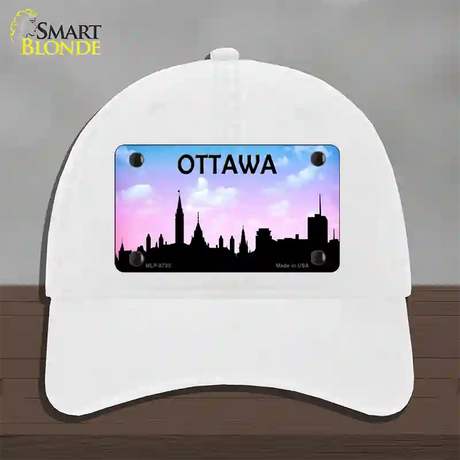 Ottawa Silhouette Novelty License Plate Hat Unconstructed Cotton / White