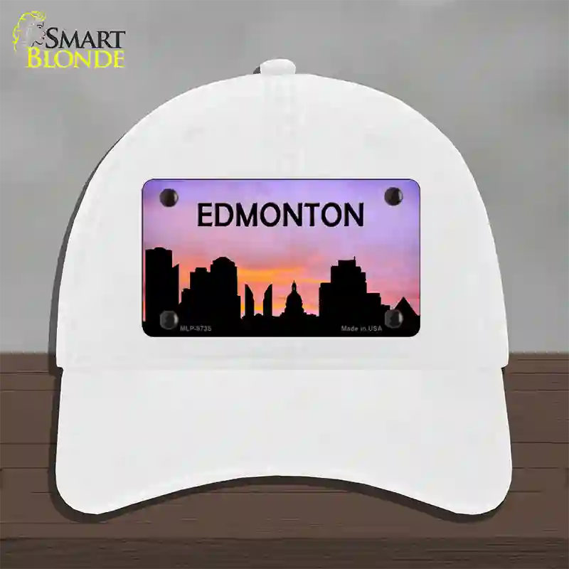 Edmonton Silhouette Novelty License Plate Hat Unconstructed Cotton / White