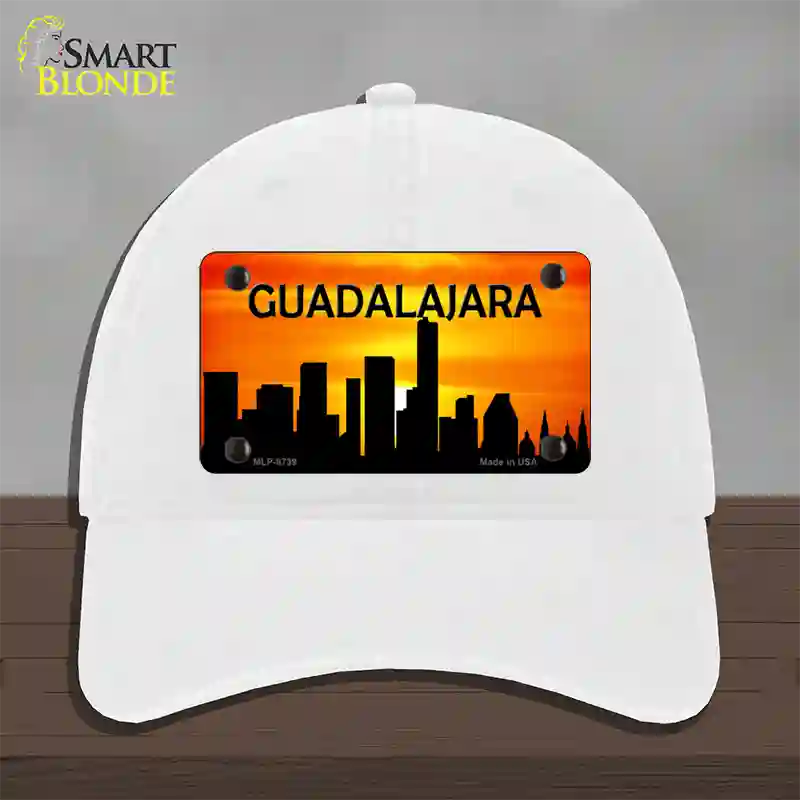 Guadalajara Silhouette Novelty License Plate Hat Unconstructed Cotton / White