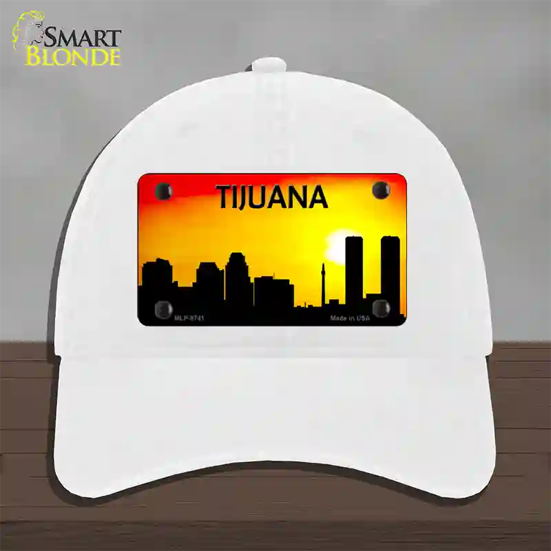 Tijuana Silhouette Novelty License Plate Hat Unconstructed Cotton / White