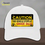 Caution Stops At Garage Sales Novelty License Plate Hat Unconstructed Cotton / White