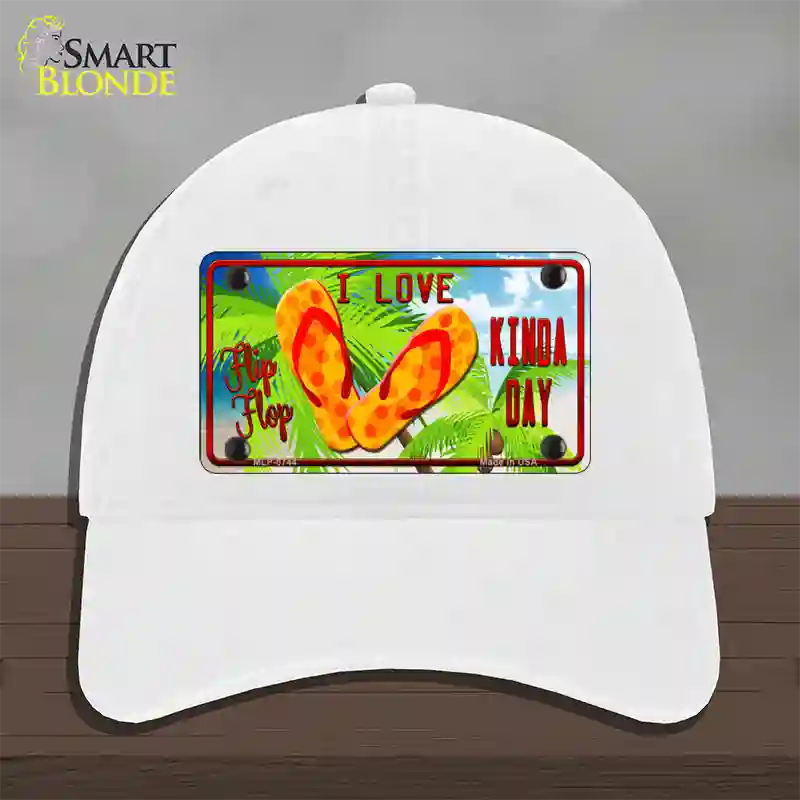 I Love Flip Flop Novelty License Plate Hat Unconstructed Cotton / White