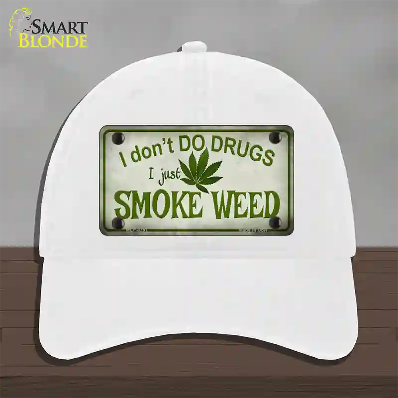 I Dont Do Drugs Novelty License Plate Hat Unconstructed Cotton / White