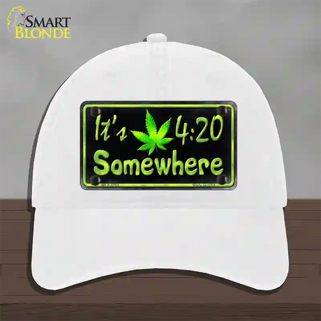 Its 4:20 Novelty License Plate Hat Unconstructed Cotton / White