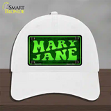 Mary Jane Novelty License Plate Hat Unconstructed Cotton / White