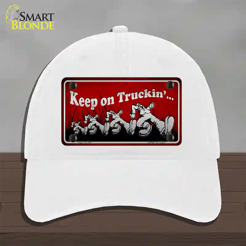 Keep On Trucking Novelty License Plate Hat Unconstructed Cotton / White