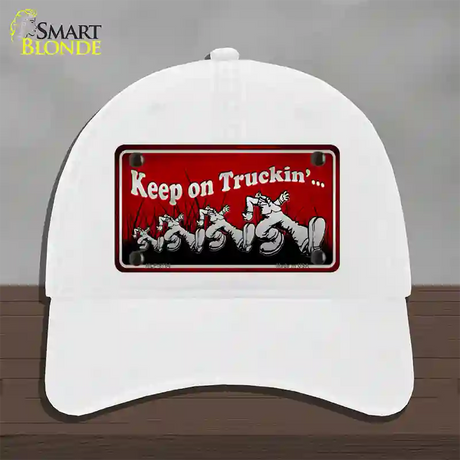 Keep On Trucking Novelty License Plate Hat Unconstructed Cotton / White