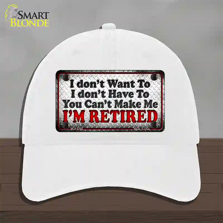 You Cant Make Me Novelty License Plate Hat Unconstructed Cotton / White