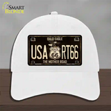 Bald Eagle Route 66 Novelty License Plate Hat Unconstructed Cotton / White