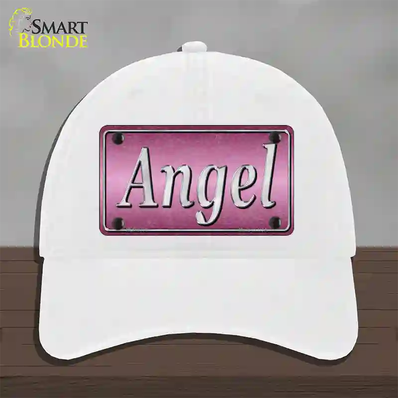 Angel Pink Novelty License Plate Hat Unconstructed Cotton / White