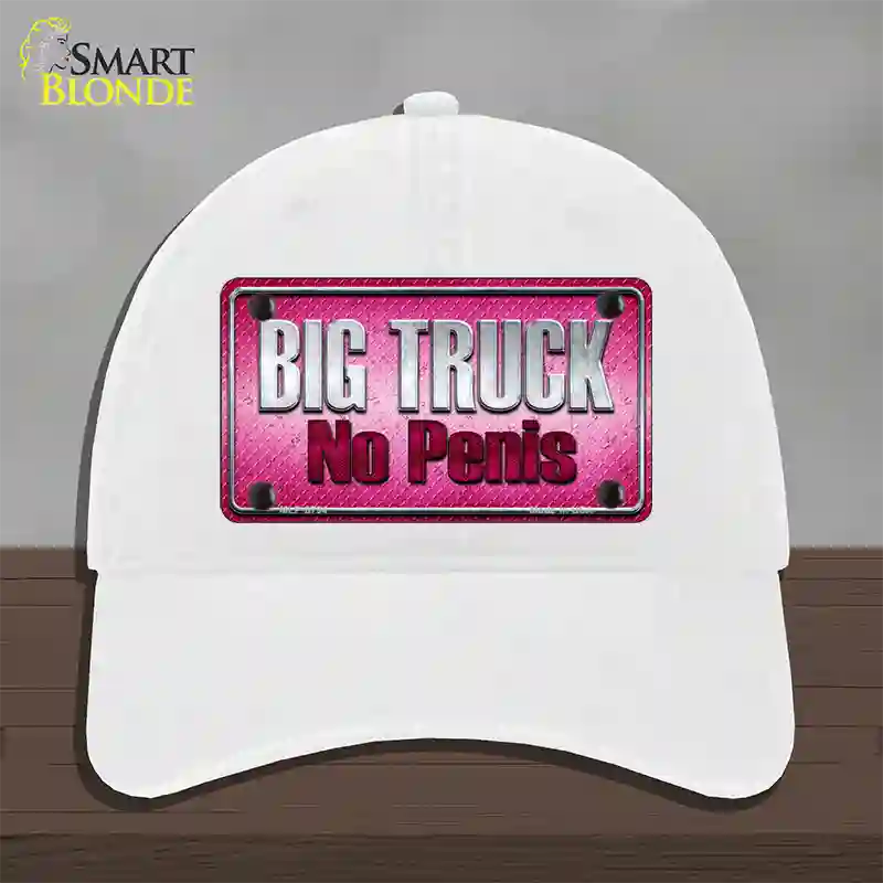 Big Truck No Penis Novelty License Plate Hat Unconstructed Cotton / White