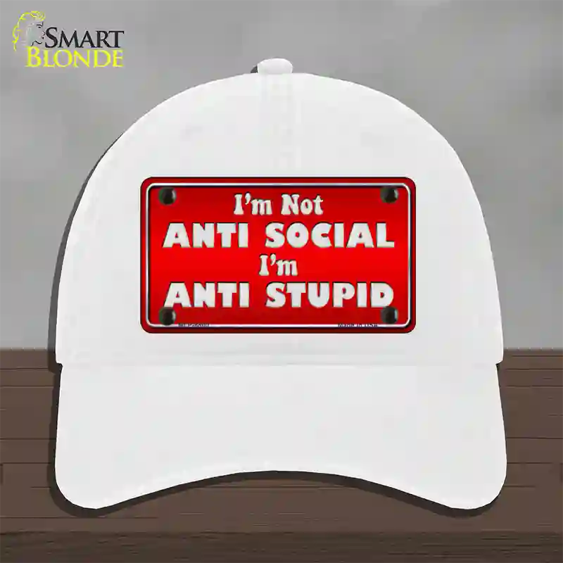 Anti Social Novelty License Plate Hat Unconstructed Cotton / White