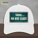 No One Cares Novelty License Plate Hat Unconstructed Cotton / White