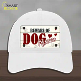 Beware of Dogs Novelty License Plate Hat Unconstructed Cotton / White