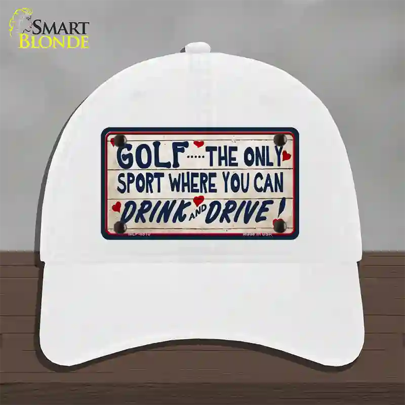 Drink And Drive Novelty License Plate Hat Unconstructed Cotton / White