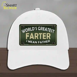 Greatest Farter Novelty License Plate Hat Unconstructed Cotton / White