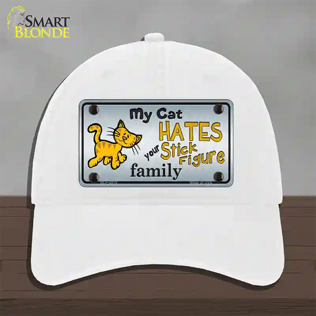 My Cat Hates Novelty License Plate Hat Unconstructed Cotton / White