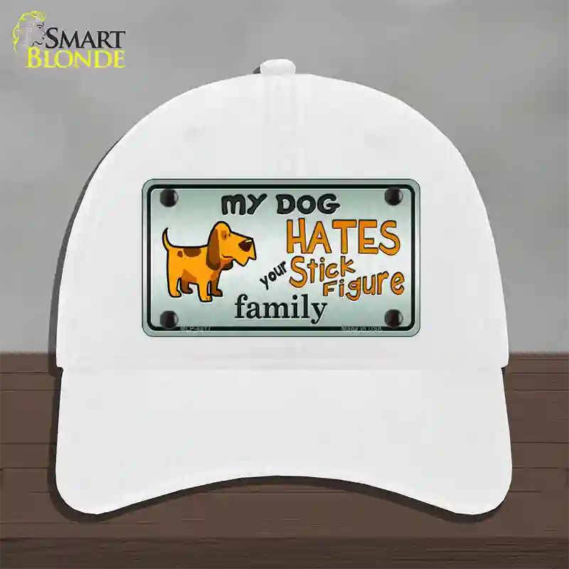 My Dog Hates Novelty License Plate Hat Unconstructed Cotton / White