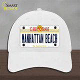 Manhattan Beach CA Novelty License Plate Hat Unconstructed Cotton / White