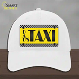 Dads Taxi Novelty License Plate Hat Unconstructed Cotton / White