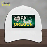 This Girl Loves Oregon Novelty License Plate Hat Unconstructed Cotton / White