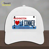 I Love La Conner Washington Novelty License Plate Hat Unconstructed Cotton / White