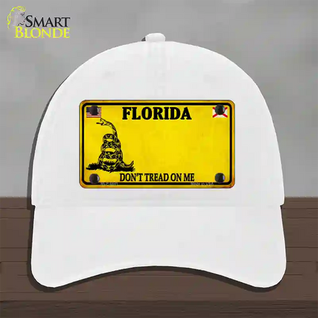 Florida Dont Tread On Me Novelty License Plate Hat Unconstructed Cotton / White