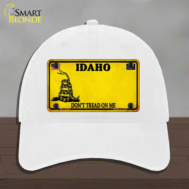 Idaho Dont Tread On Me Novelty License Plate Hat Unconstructed Cotton / White