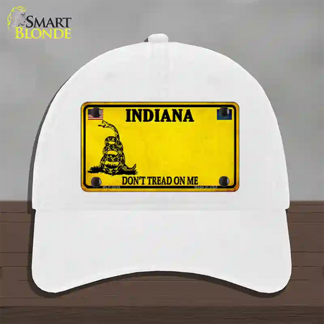 Indiana Dont Tread On Me Novelty License Plate Hat Unconstructed Cotton / White