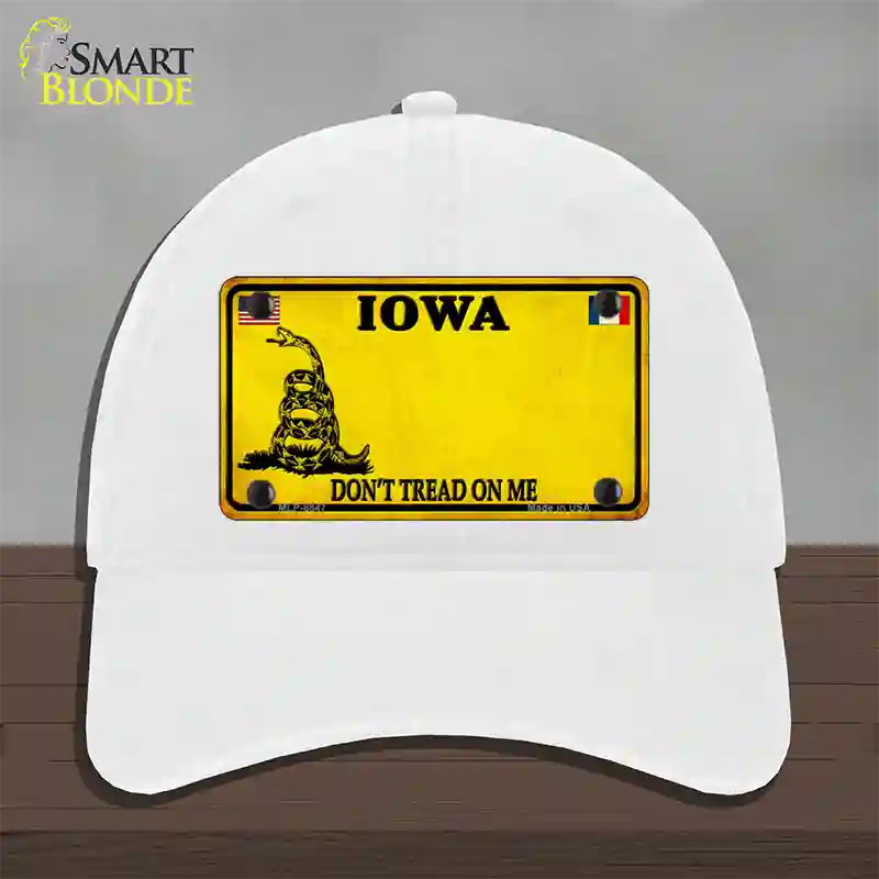 Iowa Dont Tread On Me Novelty License Plate Hat Unconstructed Cotton / White