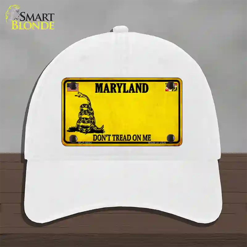 Maryland Dont Tread On Me Novelty License Plate Hat Unconstructed Cotton / White