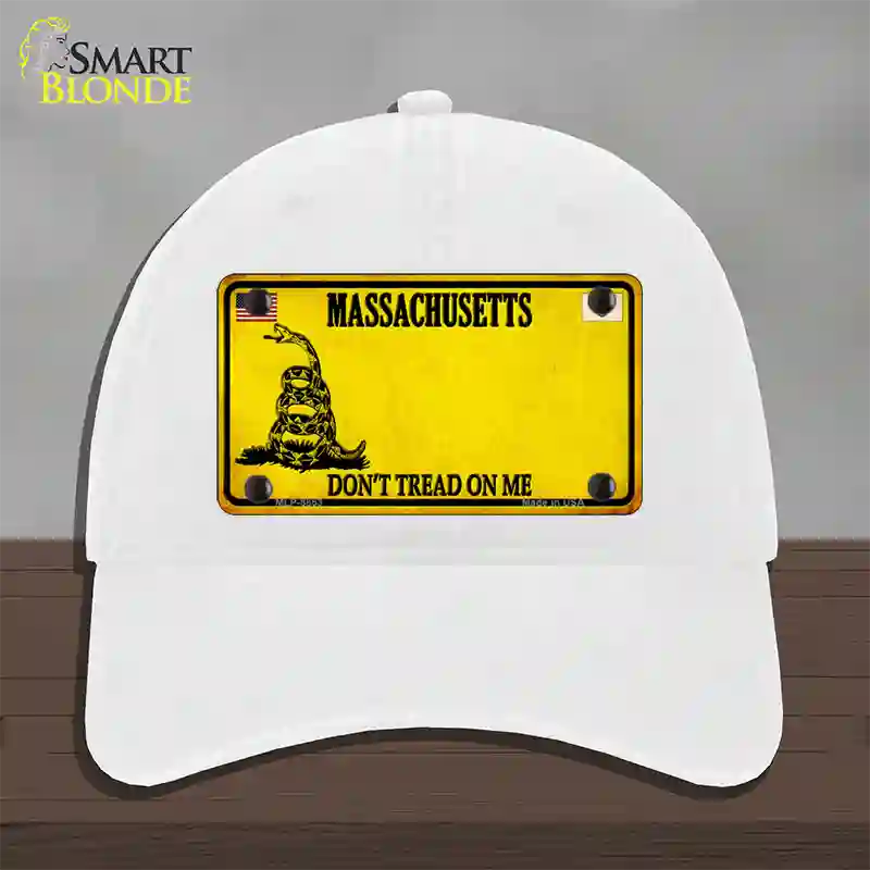 Massachusetts Dont Tread On Me Novelty License Plate Hat Unconstructed Cotton / White