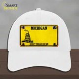 Michigan Dont Tread On Me Novelty License Plate Hat Unconstructed Cotton / White