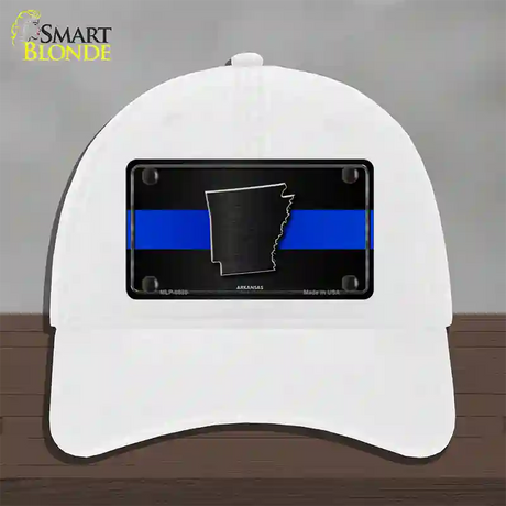 Arkansas Thin Blue Line Novelty License Plate Hat Unconstructed Cotton / White