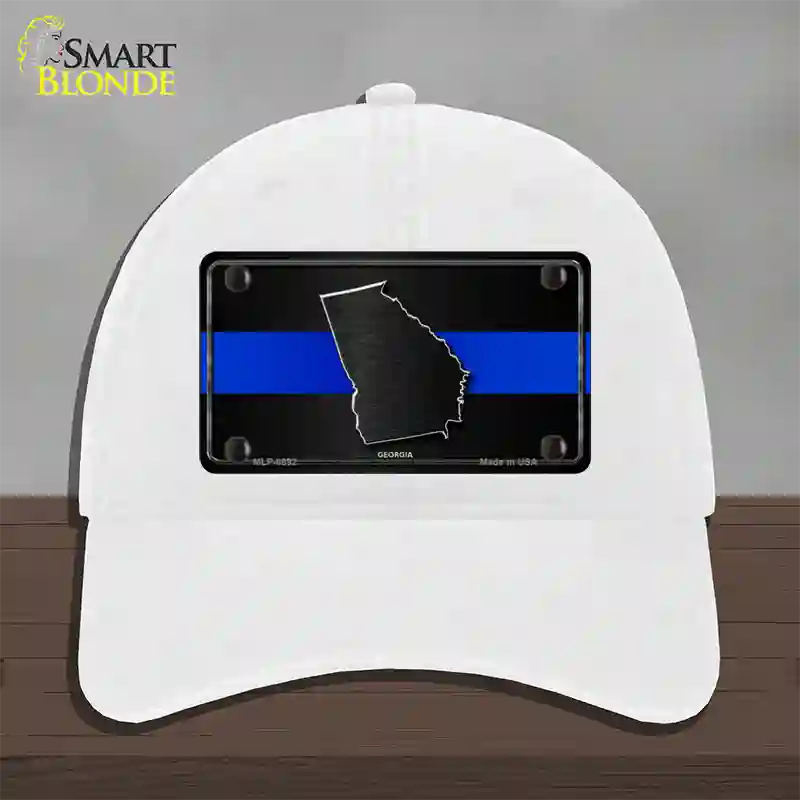 Georgia Thin Blue Line Novelty License Plate Hat Unconstructed Cotton / White