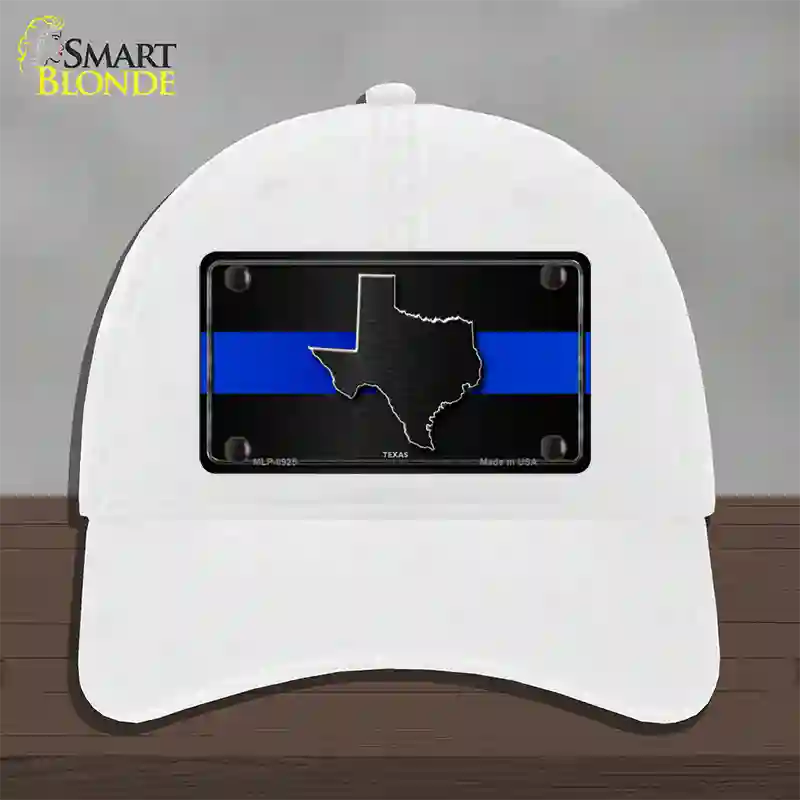 Texas Thin Blue Line Novelty License Plate Hat Unconstructed Cotton / White