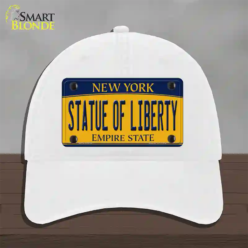 Statue of Liberty New York Novelty License Plate Hat Unconstructed Cotton / White