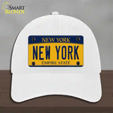 New York Yellow Novelty License Plate Hat Unconstructed Cotton / White