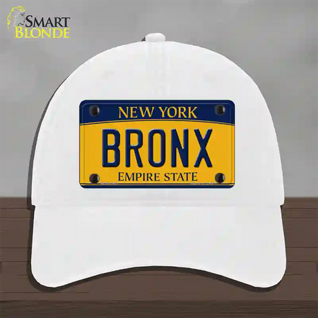 Bronx New York Novelty License Plate Hat Unconstructed Cotton / White