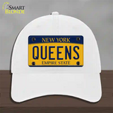 Queens New York Novelty License Plate Hat Unconstructed Cotton / White