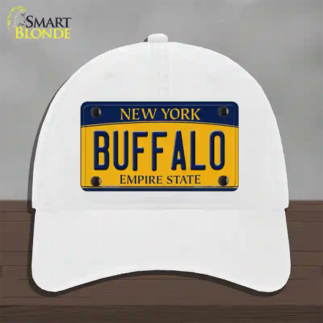 Buffalo New York Novelty License Plate Hat Unconstructed Cotton / White