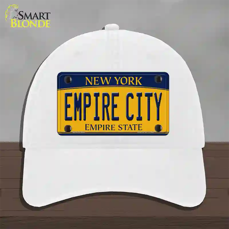 Empire City New York Novelty License Plate Hat Unconstructed Cotton / White