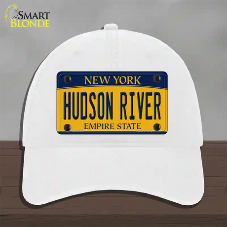 Hudson River New York Novelty License Plate Hat Unconstructed Cotton / White